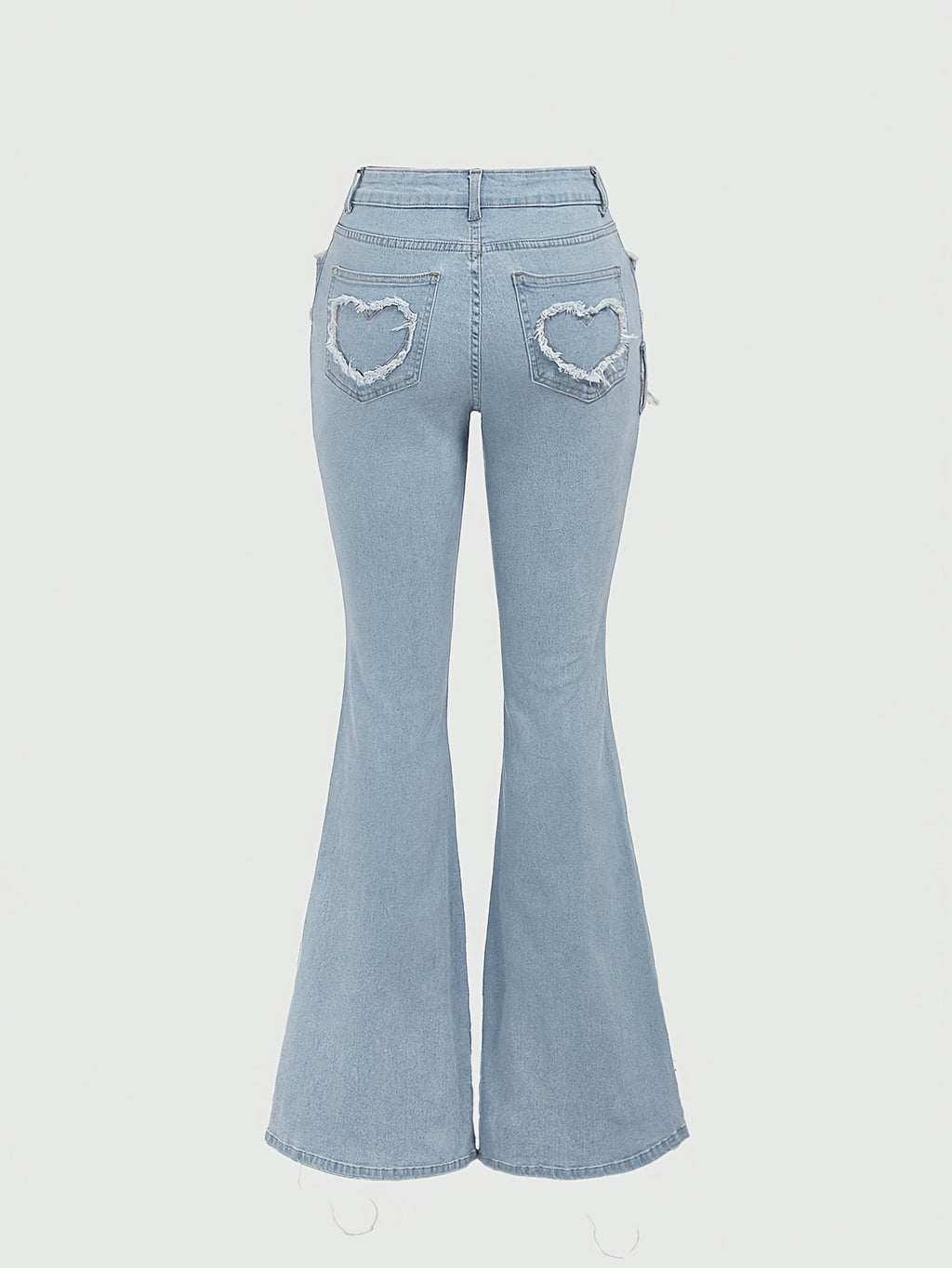 Elegant Flared Jeans for Women - Solid Color, Cotton Blend, Medium Stretch, Woven, with Belt Loop and Pocket Details, Comfort Fit, All-Season Fashion Pants