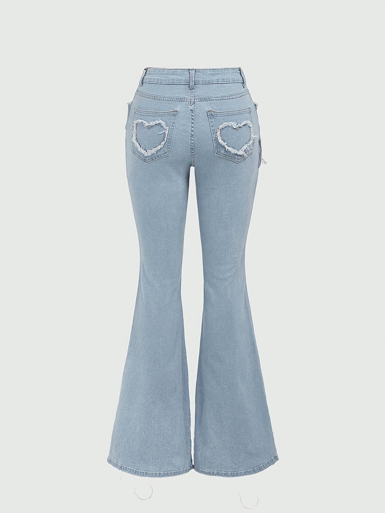 Elegant Flared Jeans for Women - Solid Color, Cotton Blend, Medium Stretch, Woven, with Belt Loop and Pocket Details, Comfort Fit, All-Season Fashion Pants