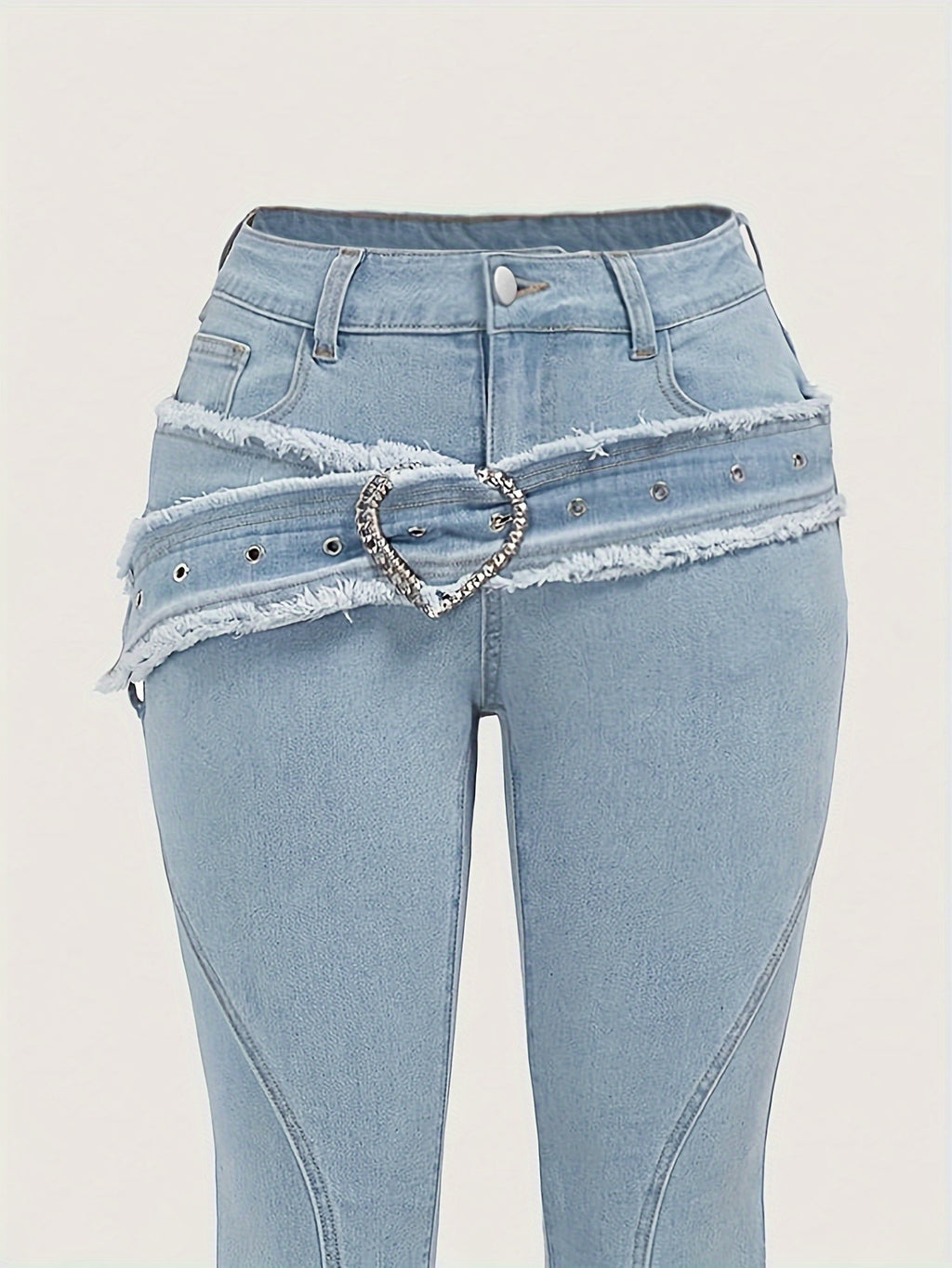 Elegant Flared Jeans for Women - Solid Color, Cotton Blend, Medium Stretch, Woven, with Belt Loop and Pocket Details, Comfort Fit, All-Season Fashion Pants